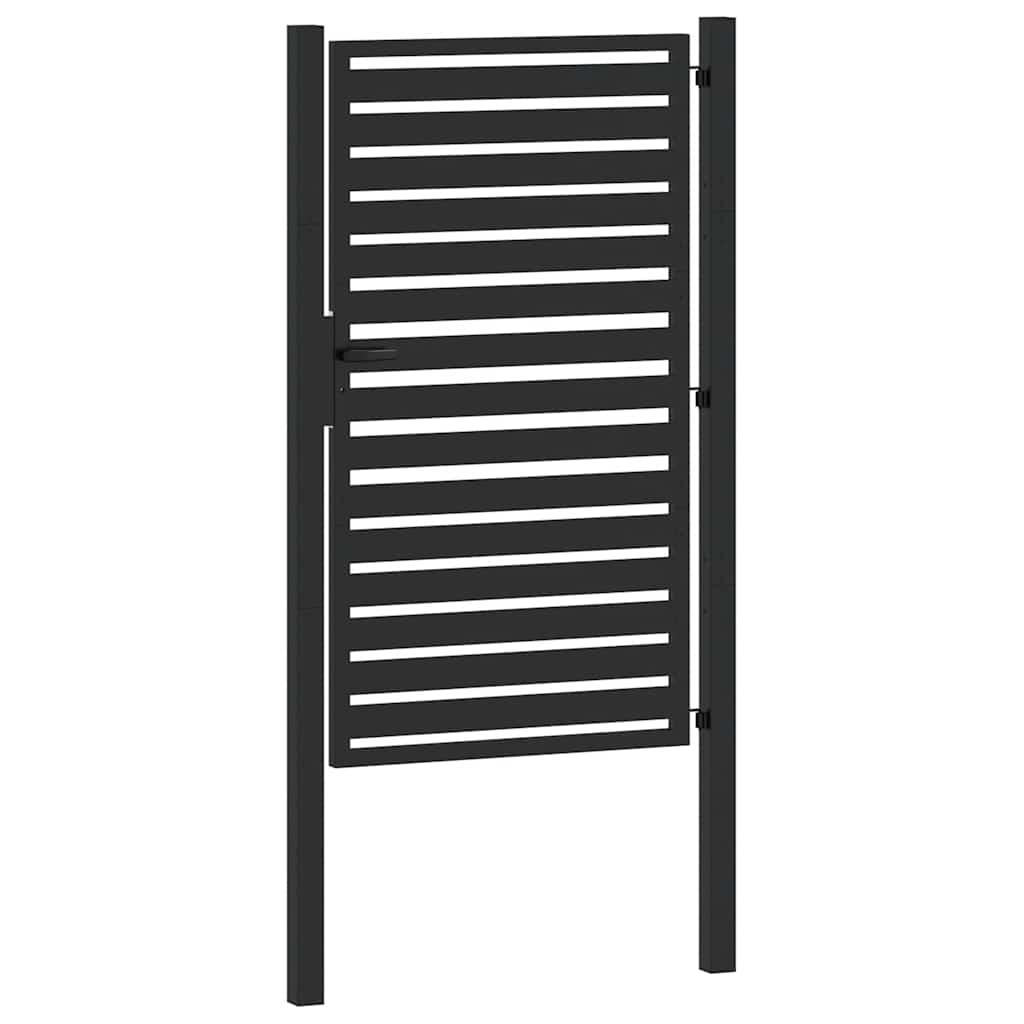 vidaXL Garden Gate Lockable Black 100x150 cm Aluminium 6