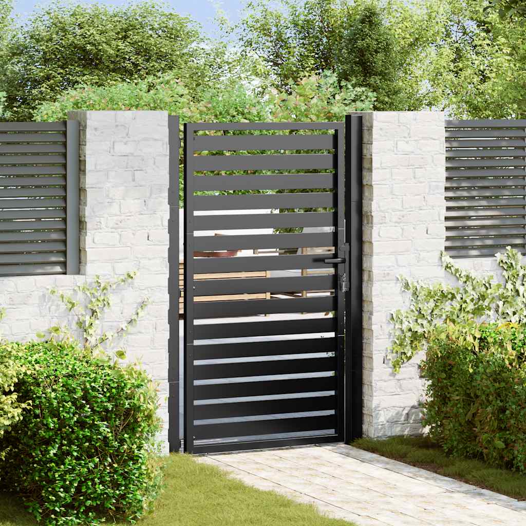 vidaXL Garden Gate Lockable Black 100x150 cm Aluminium 1