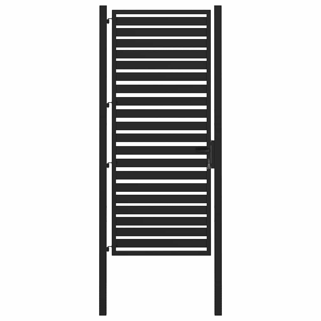vidaXL Garden Gate Lockable Black 100x200 cm Aluminium 2