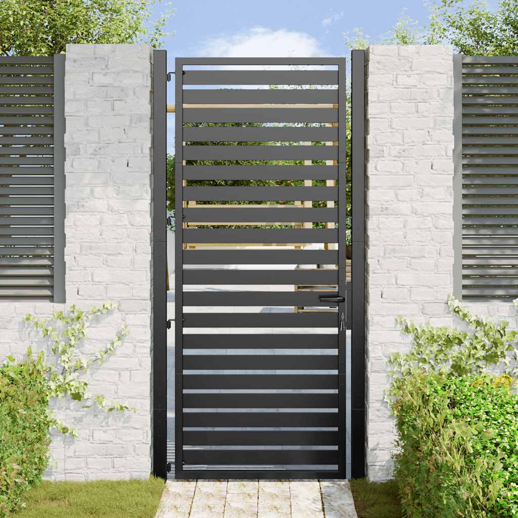 Garden Gate Lockable Black Aluminium 100 x 200 cm