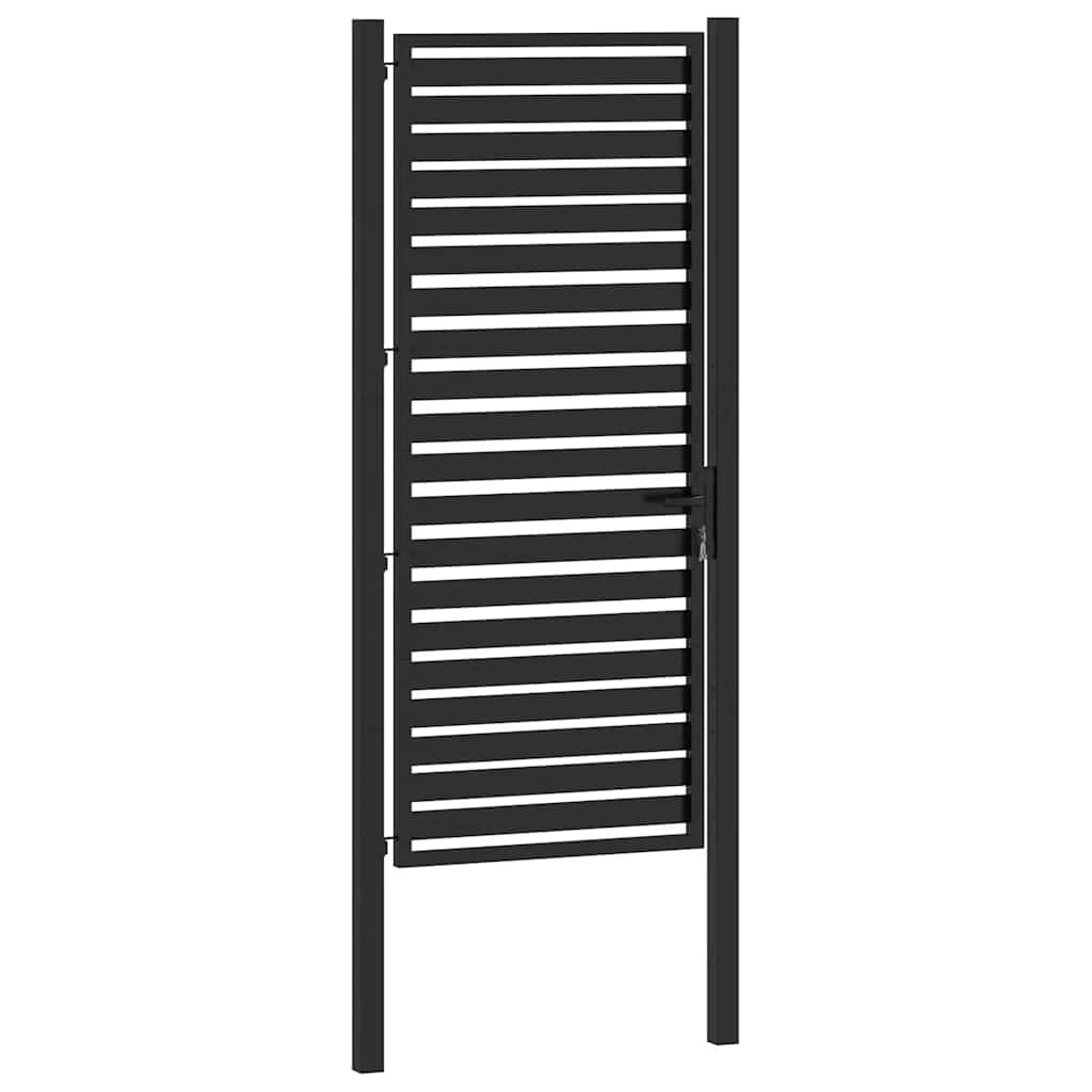 vidaXL Garden Gate Lockable Black 100x200 cm Aluminium 4