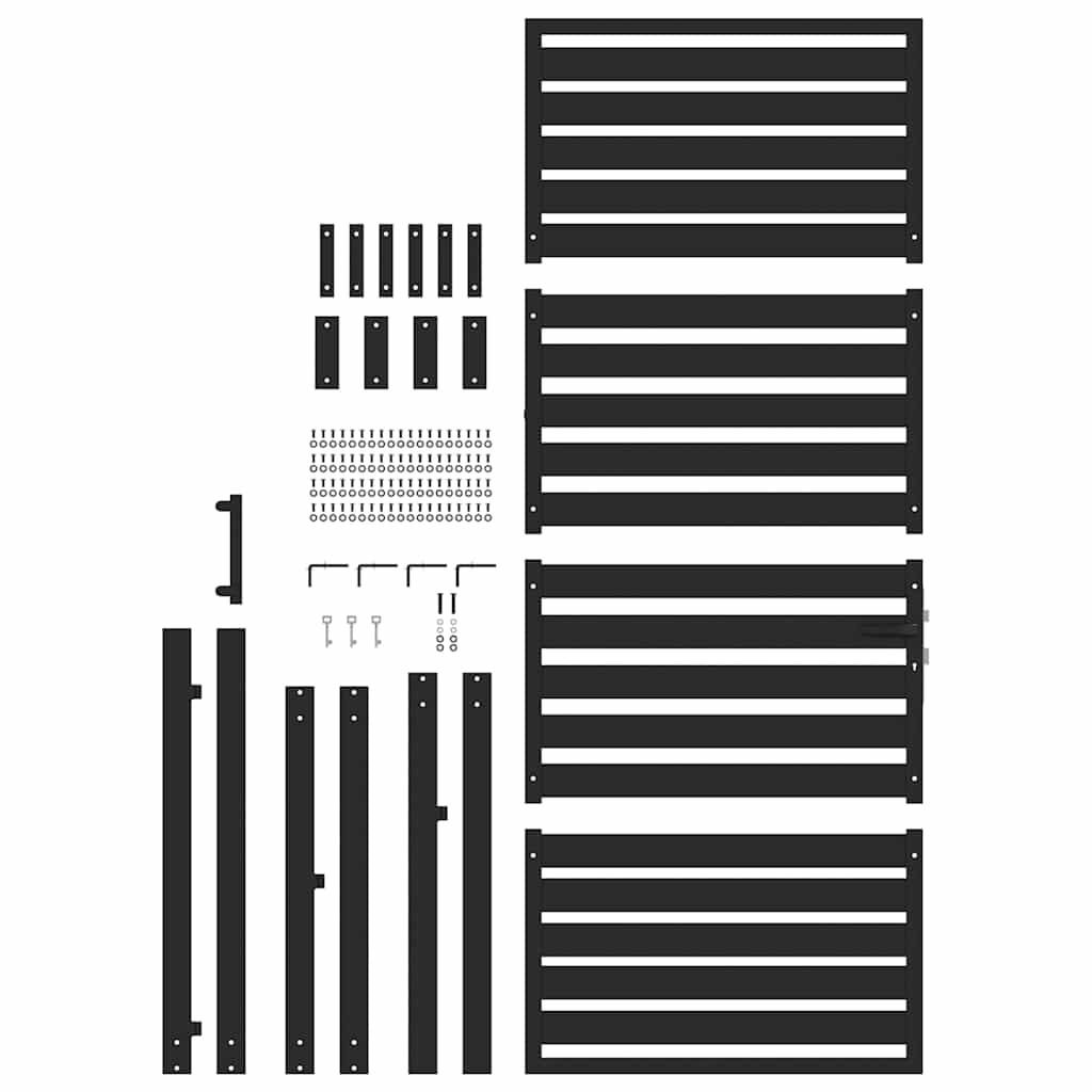 vidaXL Garden Gate Lockable Black 100x200 cm Aluminium 5