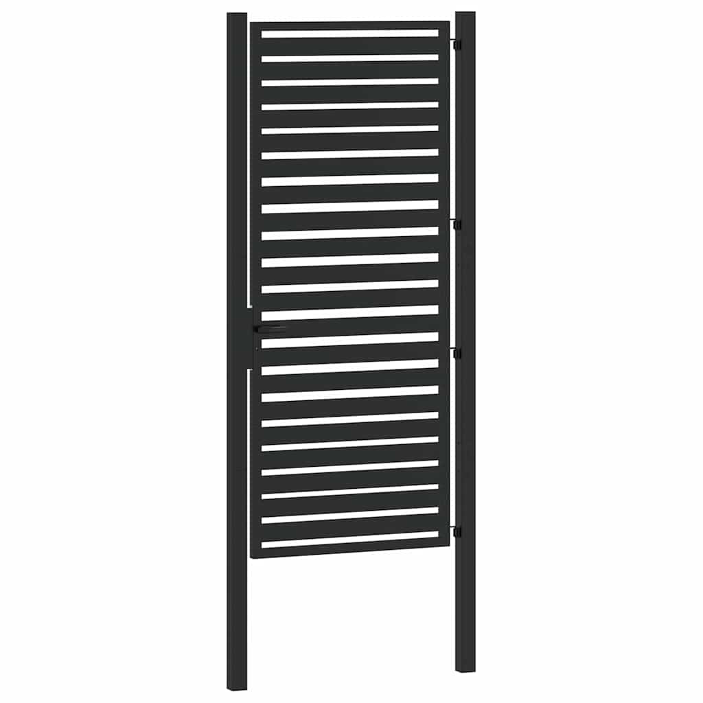 vidaXL Garden Gate Lockable Black 100x200 cm Aluminium 6