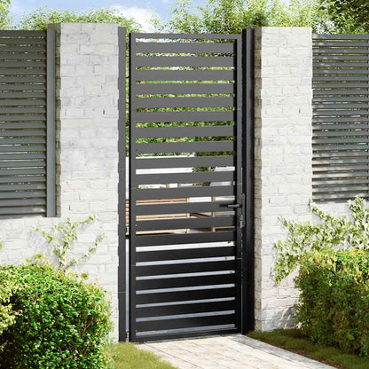 vidaXL Garden Gate Lockable Black 100x200 cm Aluminium 1