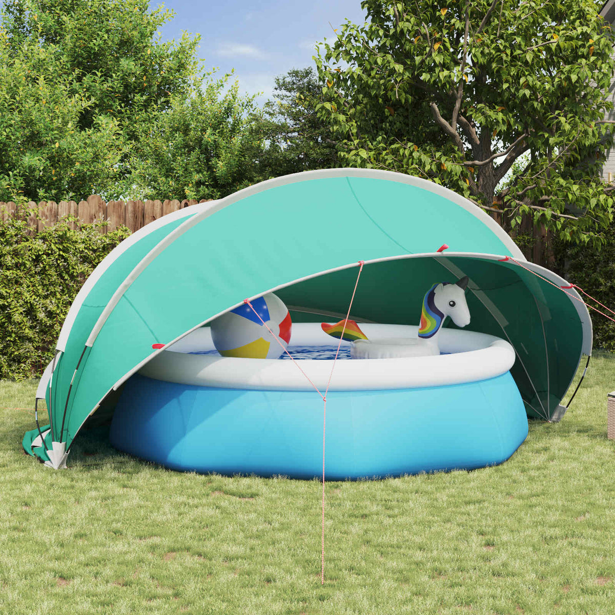 Pool Dome 185T Polyester with PU Coating Sea Green 472 cm 229 cm 460 cm