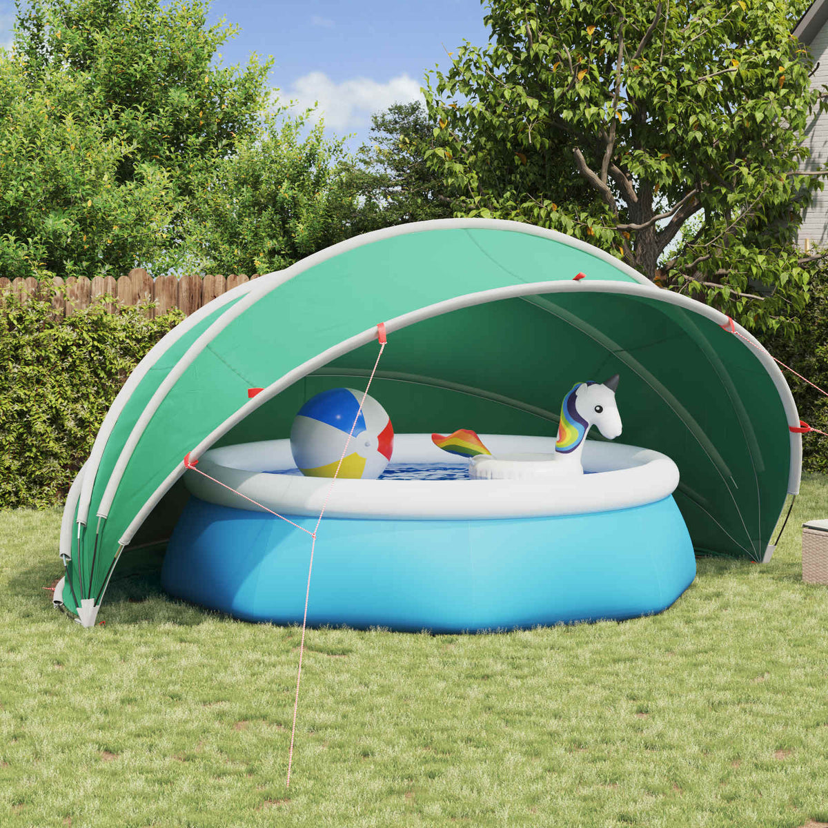 Pool Dome 185T Polyester with PU Coating Sea Green 500 cm 236 cm 500 cm