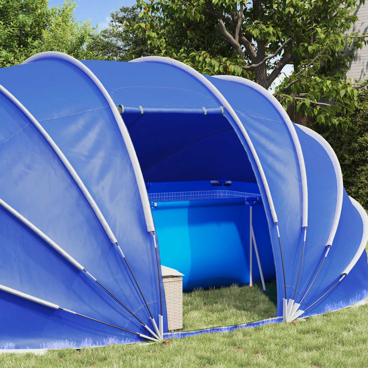 vidaXL Pool Tent Dome 538 x 440 x 204 cm Azure Blue 4
