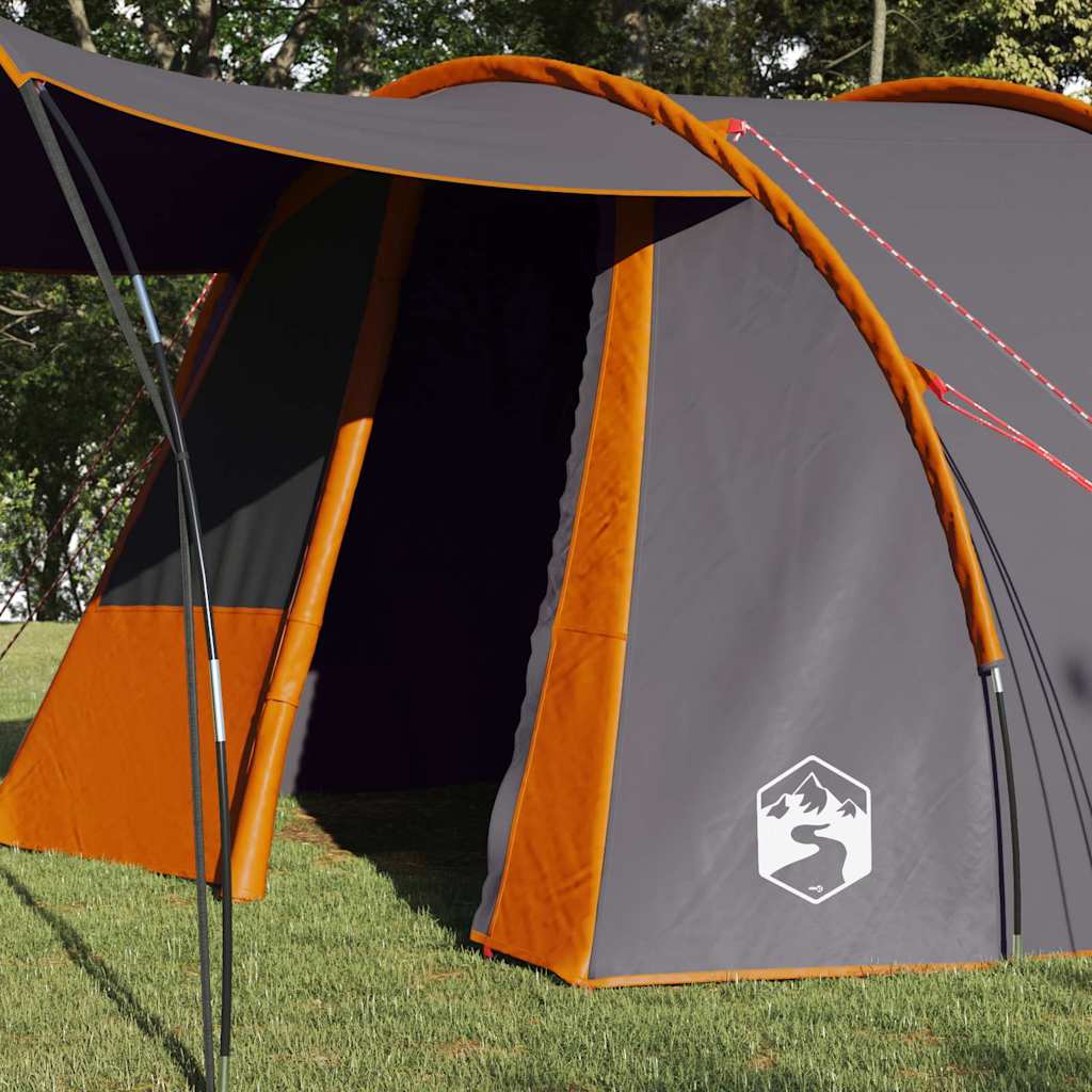 vidaXL Tunnel Tent 4-Person 4-Person Grey and Orange 3