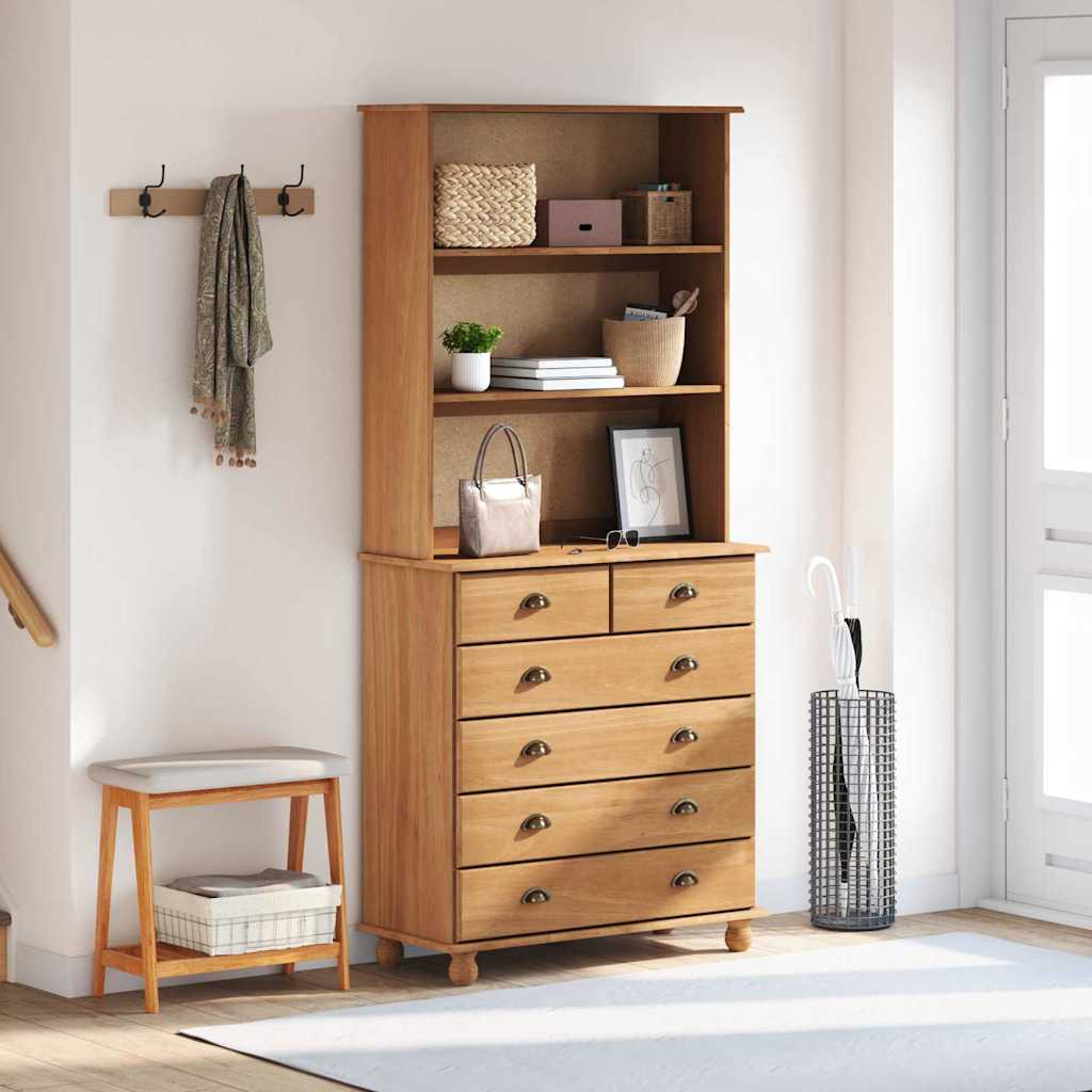 vidaXL Hutch ASKIM Honey Wax 91 x 40 x 200.5 cm Solid Pine Wood 4
