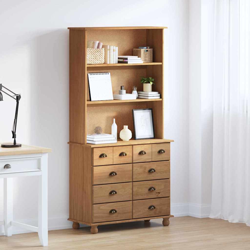 vidaXL Hutch ASKIM Honey Wax 91 x 40 x 184 cm Solid Pine Wood 1