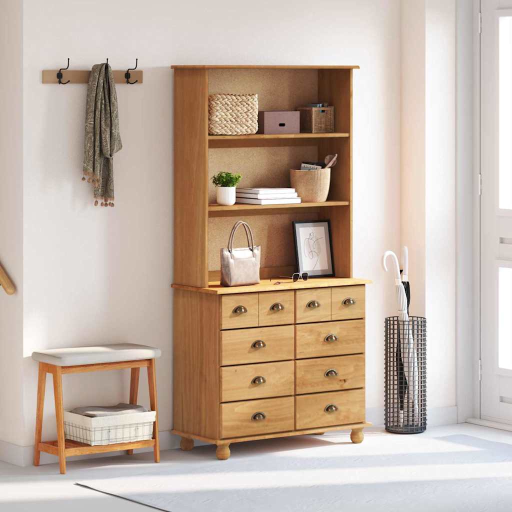 vidaXL Hutch ASKIM Honey Wax 91 x 40 x 184 cm Solid Pine Wood 4