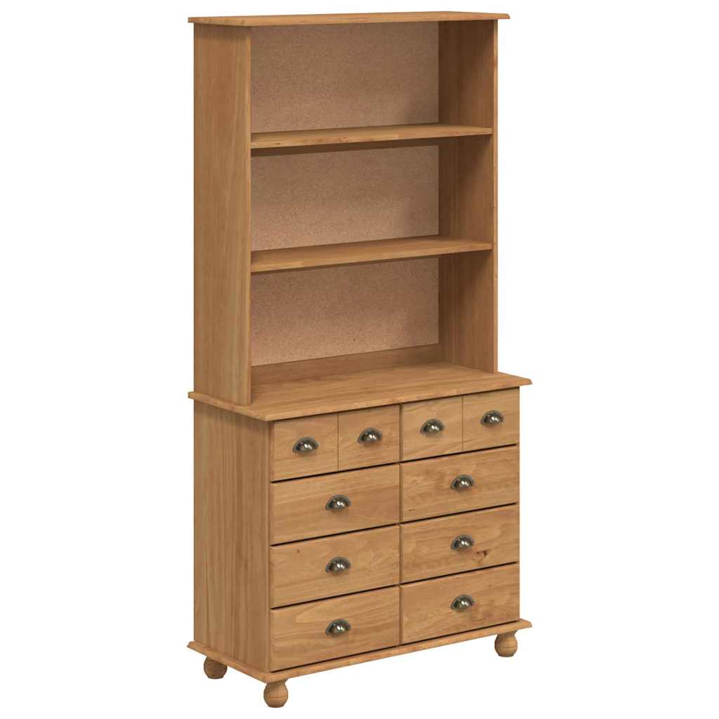 vidaXL Hutch ASKIM Honey Wax 91 x 40 x 184 cm Solid Pine Wood 2