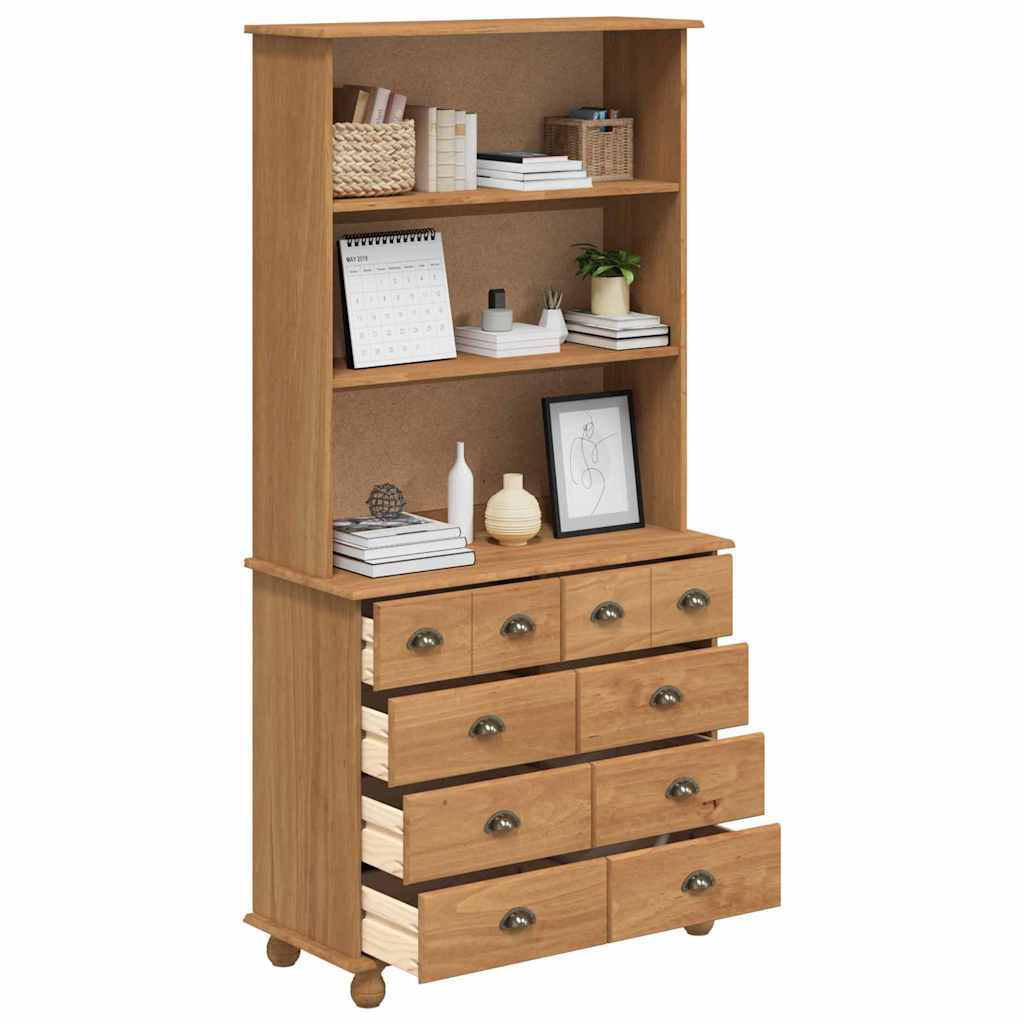 vidaXL Hutch ASKIM Honey Wax 91 x 40 x 184 cm Solid Pine Wood 3