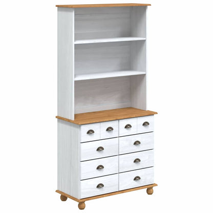 vidaXL Hutch with Drawer ASKIM White 91 x 40 x 184 cm Solid Pine Wood 2