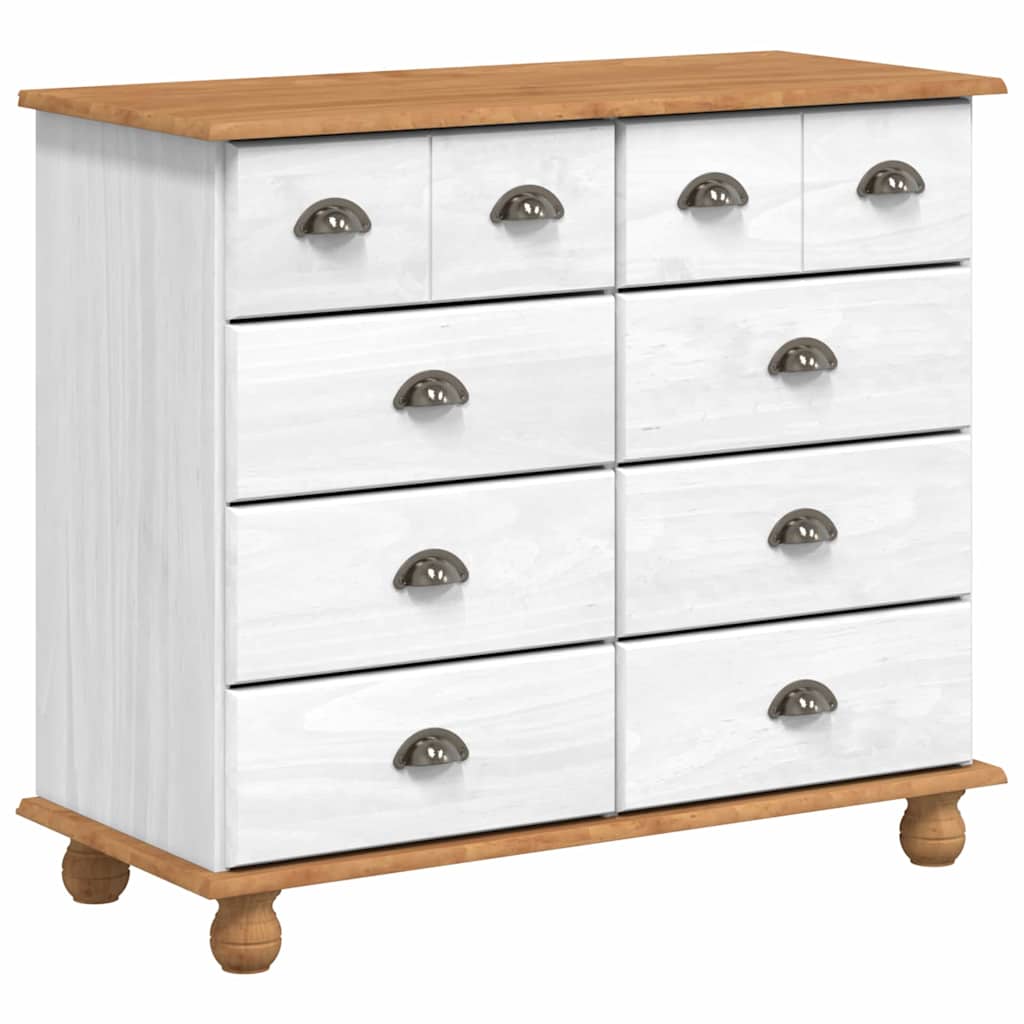 vidaXL Hutch with Drawer ASKIM White 91 x 40 x 184 cm Solid Pine Wood 5