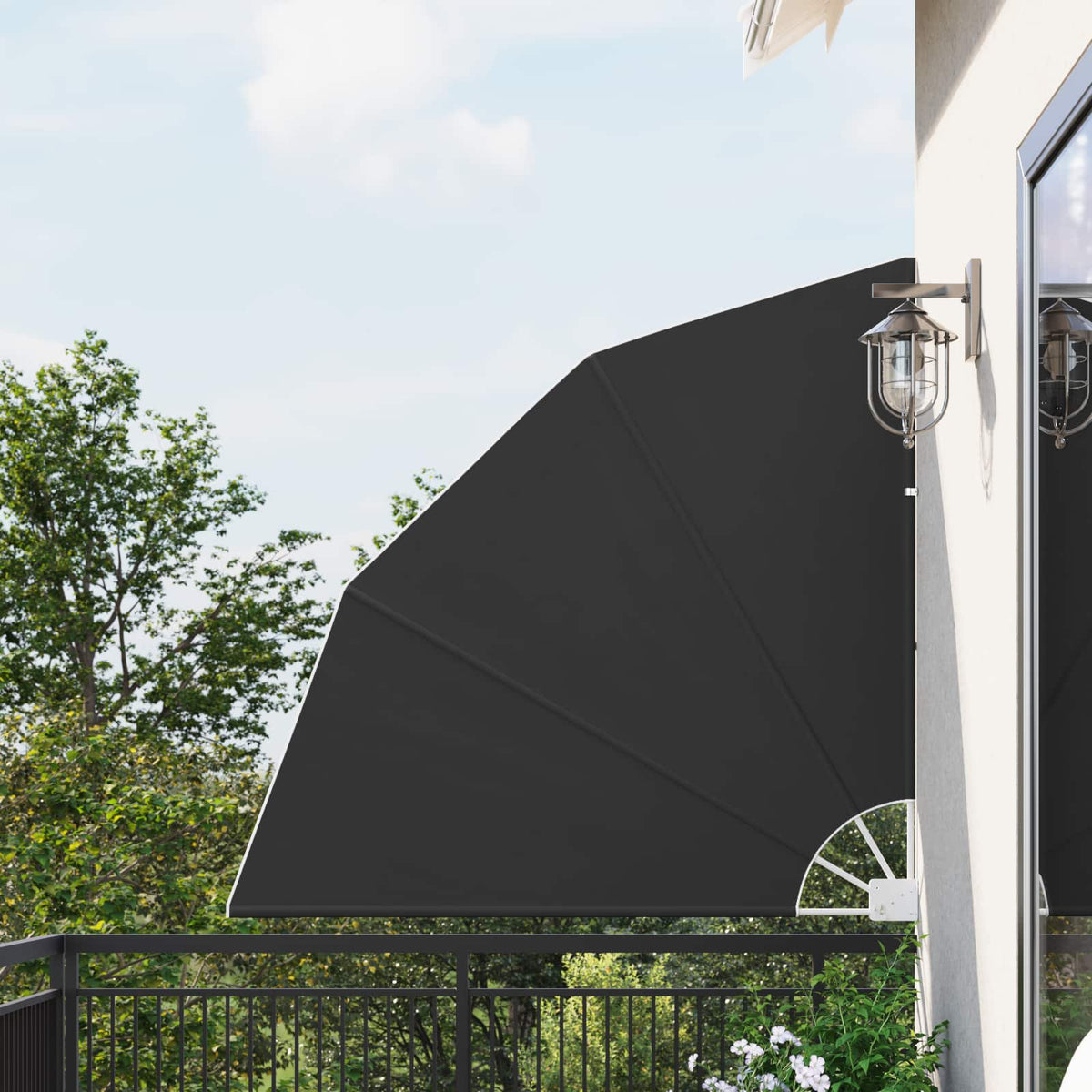 Balcony Privacy Screen Rectangular 140 x 140 cm Polyester Black