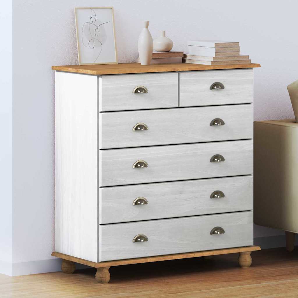 Chest of Drawer ASKIM 91 x 40 x 95.5 cm Solid Pine Wood White