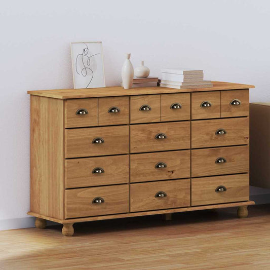 Chest of Drawer ASKIM 79 x 40 x 133.5 cm Solid Pine Wood Brown