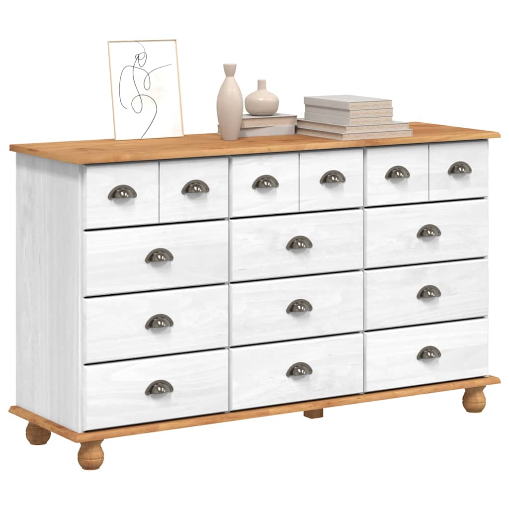 Chest of Drawer ASKIM 79 x 40 x 133.5 cm Solid Pine Wood White