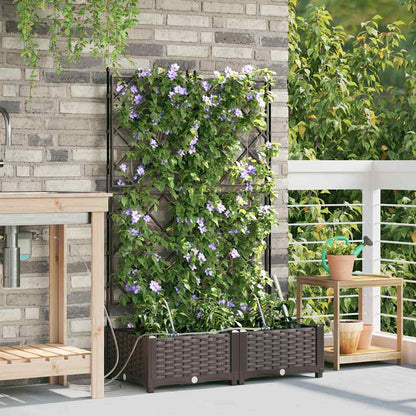 Garden Planter 2 pcs PP without Wheel Depth 40 cm Width 80 cm Brown 126 cm