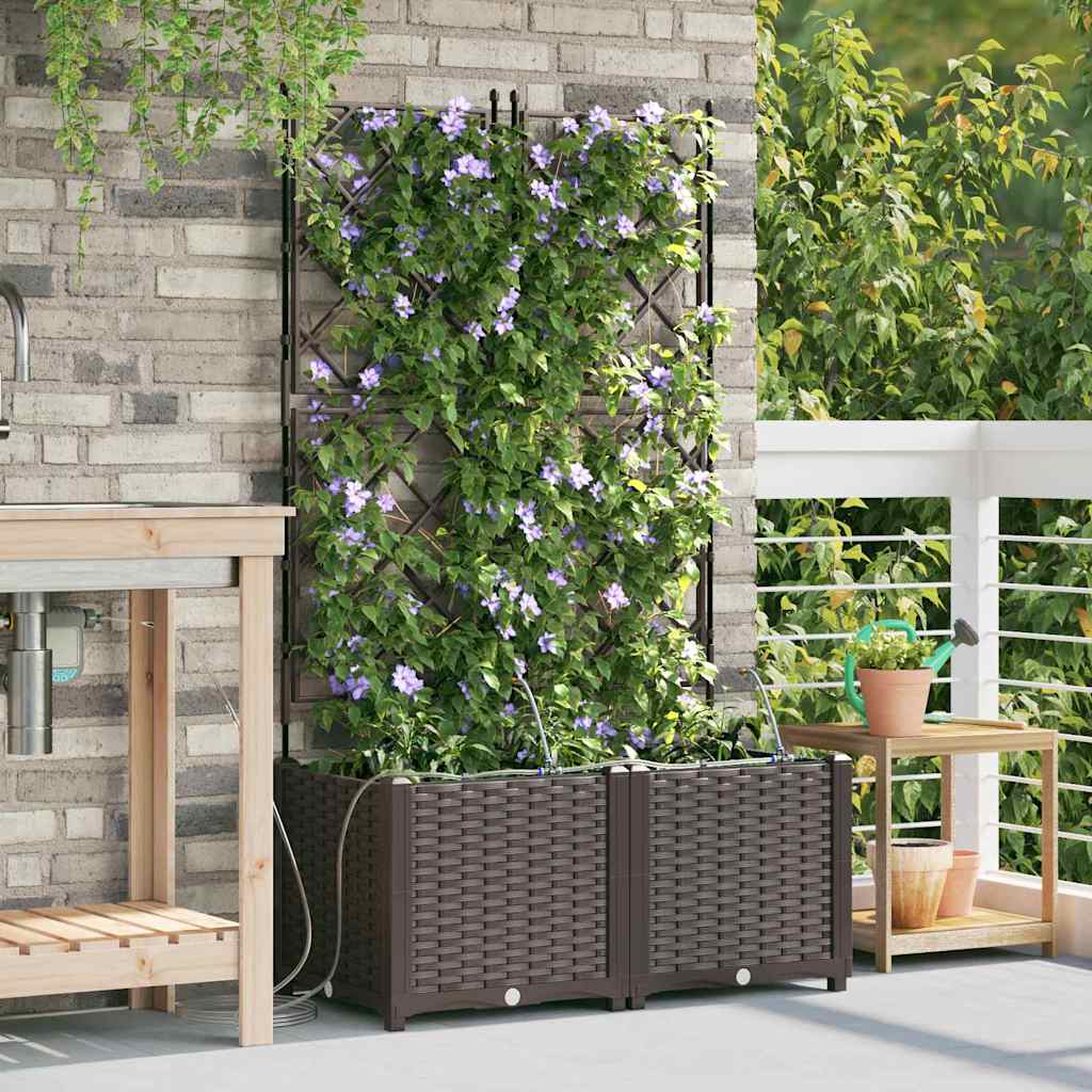 Garden Planter 2 pcs PP without Wheel Depth 40 cm Width 80 cm Brown 142 cm