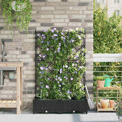 Garden Planter 2 pcs PP without Wheel Depth 40 cm Width 80 cm Black 126 cm