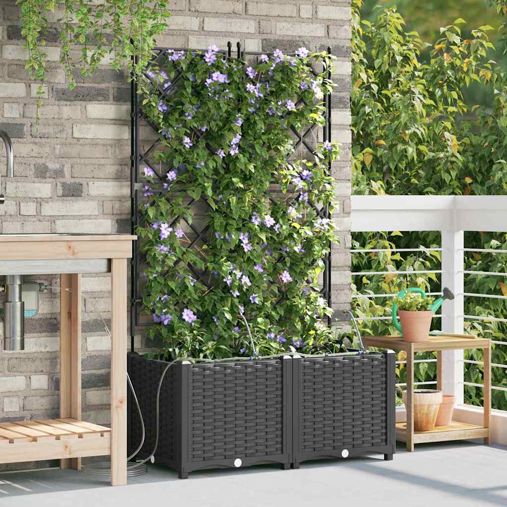 Garden Planter 2 pcs PP without Wheel Depth 40 cm Width 80 cm Black 142 cm