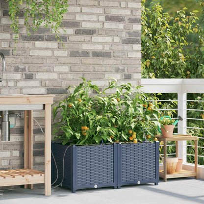 Garden Planter 2 pcs PP without Wheel Depth 40 cm Width 80 cm Grey 37.5 cm