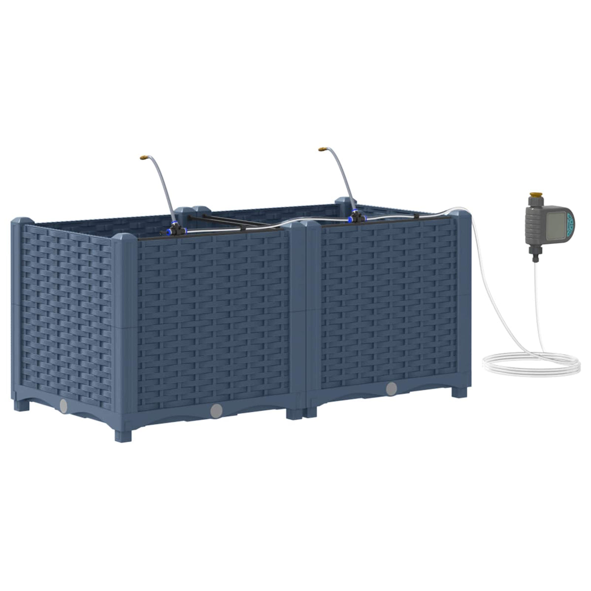 Garden Planter 2 pcs PP without Wheel Depth 40 cm Width 80 cm Grey 37.5 cm