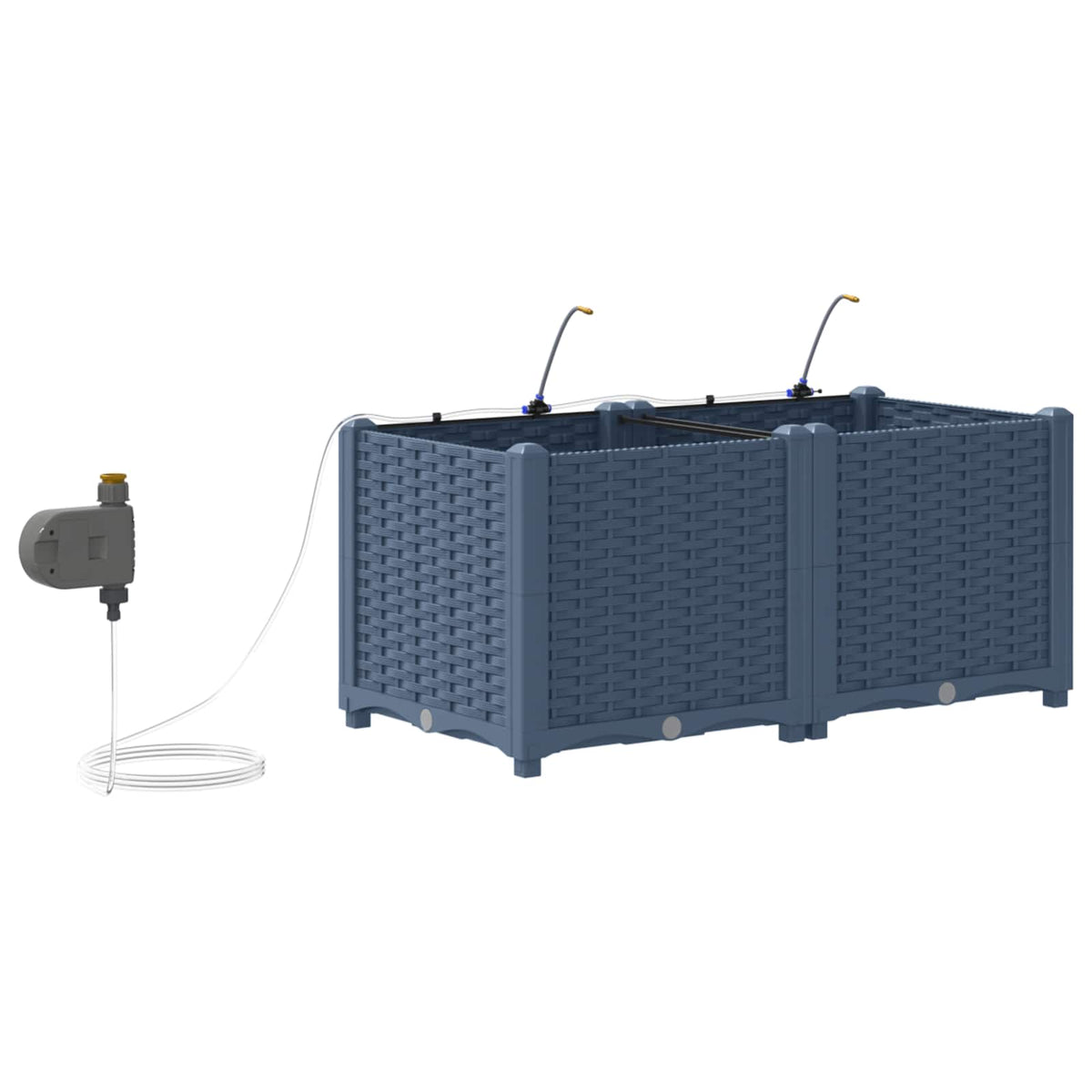 Garden Planter 2 pcs PP without Wheel Depth 40 cm Width 80 cm Grey 37.5 cm