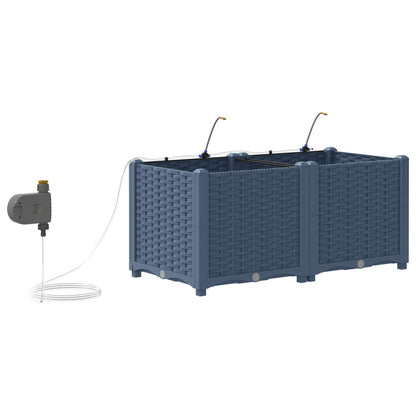Garden Planter 2 pcs PP without Wheel Depth 40 cm Width 80 cm Grey 37.5 cm