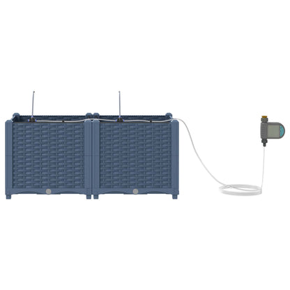 Garden Planter 2 pcs PP without Wheel Depth 40 cm Width 80 cm Grey 37.5 cm