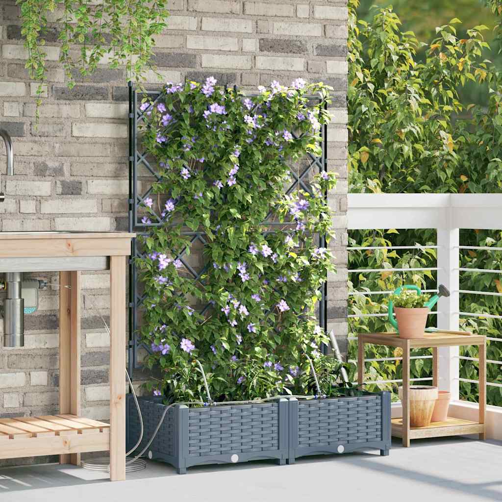 Garden Planter 2 pcs PP without Wheel Depth 40 cm Width 80 cm Light grey 126 cm