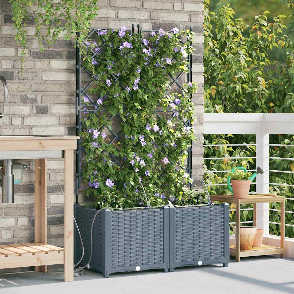 Garden Planter 2 pcs PP without Wheel Depth 40 cm Width 80 cm Light grey 142 cm