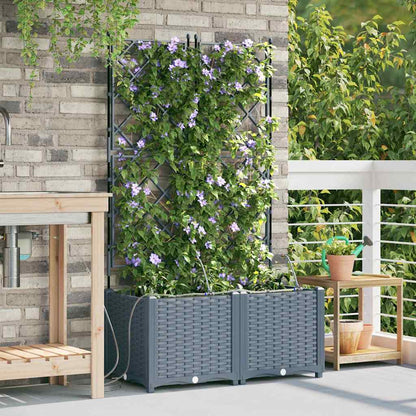 Garden Planter 2 pcs PP without Wheel Depth 40 cm Width 80 cm Light grey 142 cm