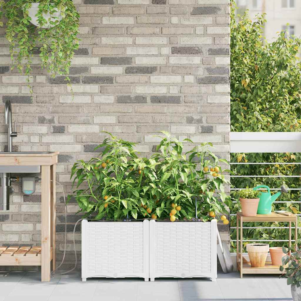 Garden Planter 2 pcs PP without Wheel Depth 40 cm Width 80 cm White 37.5 cm