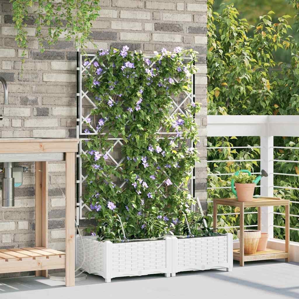 Garden Planter 2 pcs PP without Wheel Depth 40 cm Width 80 cm White 126 cm