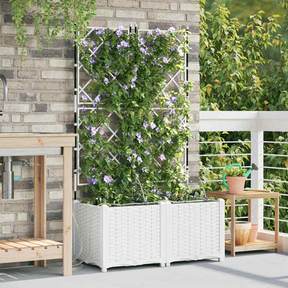 Garden Planter 2 pcs PP without Wheel Depth 40 cm Width 80 cm White 142 cm