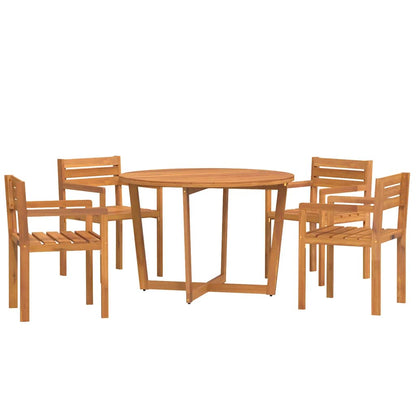5 Piece Garden Dining Set Solid Wood Acacia Ø110 x 75 cm