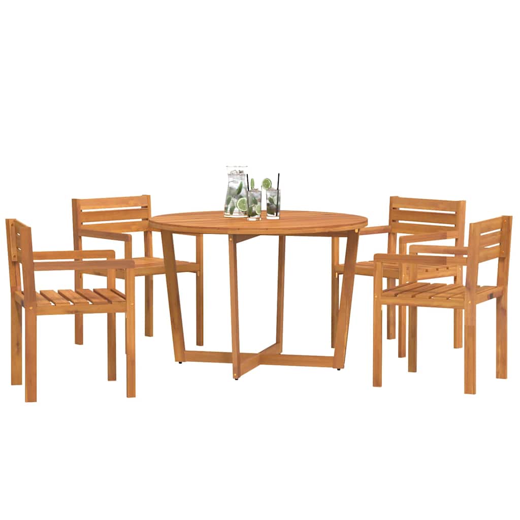 5 Piece Garden Dining Set Solid Wood Acacia Ø110 x 75 cm