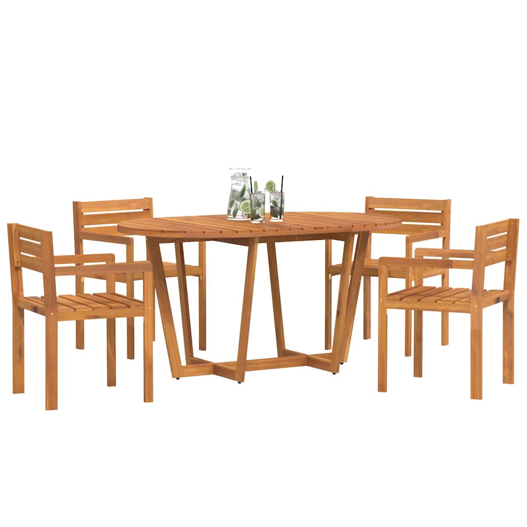 vidaXL 5 Piece Garden Dining Set Solid Wood Acacia 4