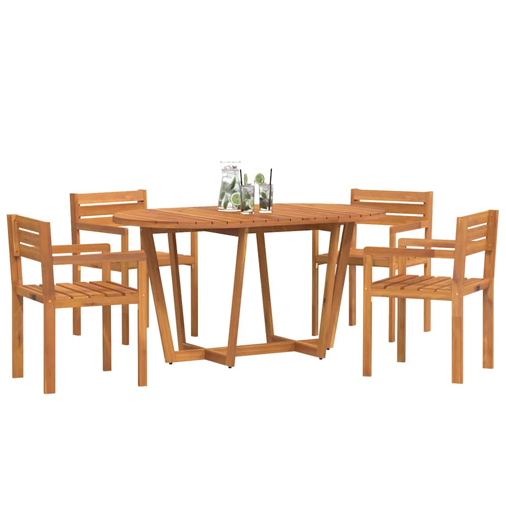 5 Piece Garden Dining Set Solid Wood Acacia 150 x 90 x 75 cm