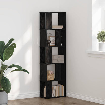 Bookcase 5-Tier 45x23,5x162,5 cm Engineered Wood Black oak 45 cm