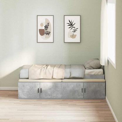 vidaXL Bed Frame with Door Concrete Grey 100 x 200 cm Engineered Wood 1