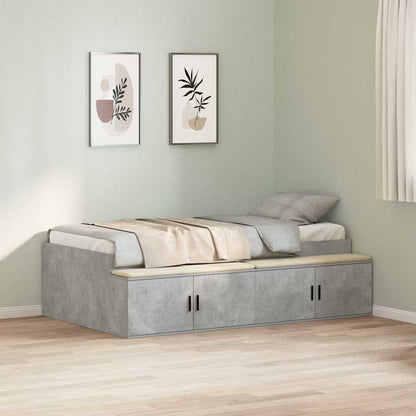 vidaXL Bed Frame with Door Concrete Grey 100 x 200 cm Engineered Wood 3