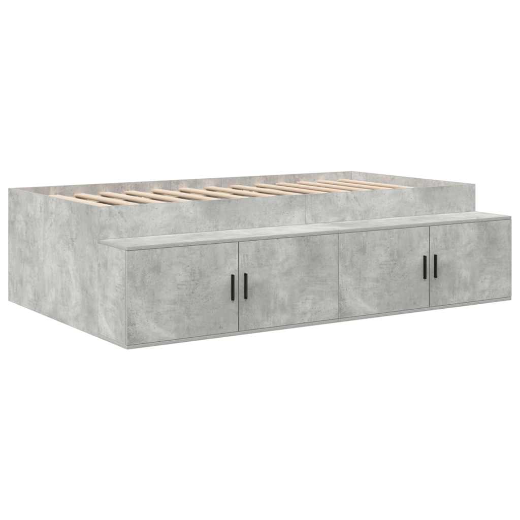 vidaXL Bed Frame with Door Concrete Grey 100 x 200 cm Engineered Wood 4
