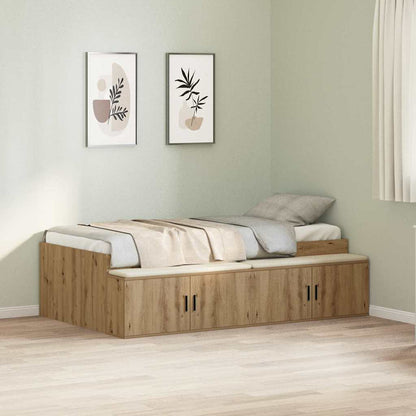 vidaXL Bed Frame with Drawer Artisan Oak 100 x 200 cm Engineered Wood 1