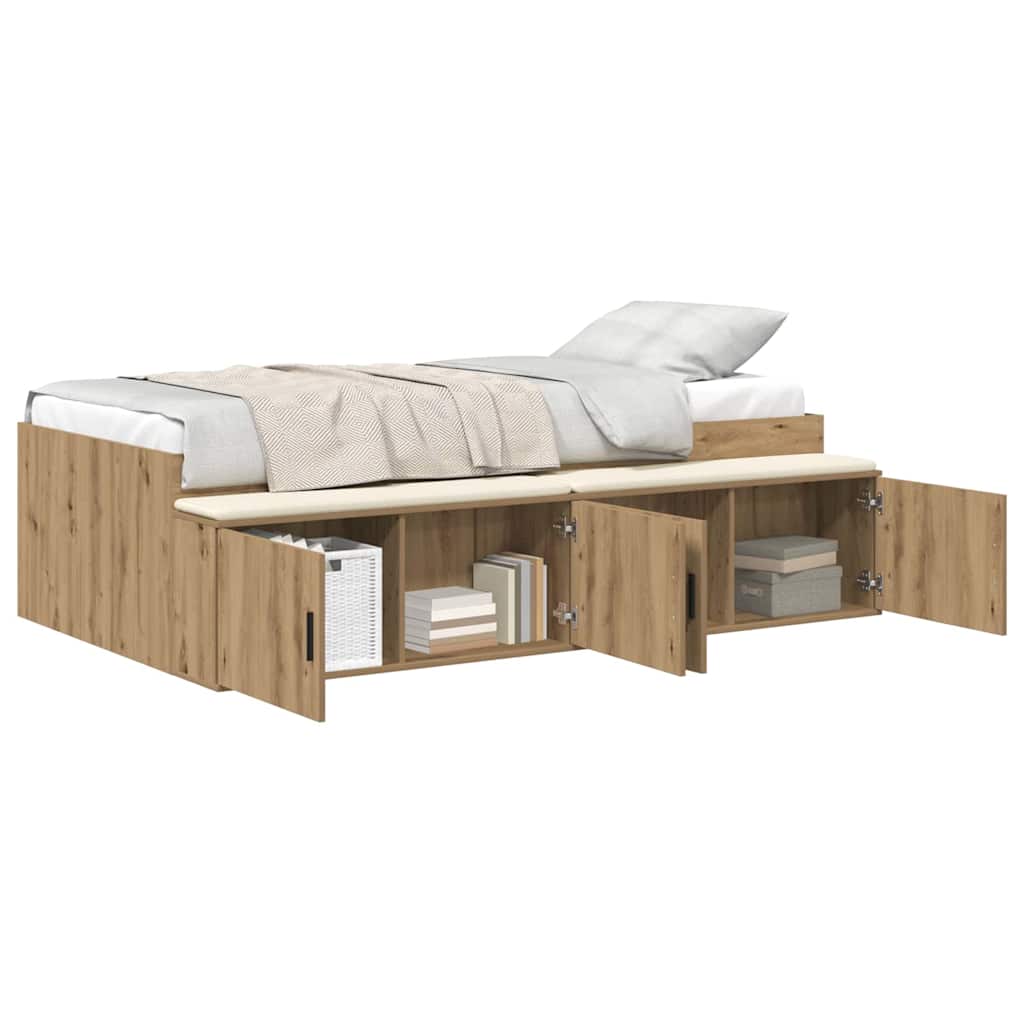 vidaXL Bed Frame with Drawer Artisan Oak 100 x 200 cm Engineered Wood 2
