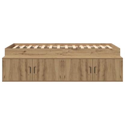 vidaXL Bed Frame with Drawer Artisan Oak 100 x 200 cm Engineered Wood 5