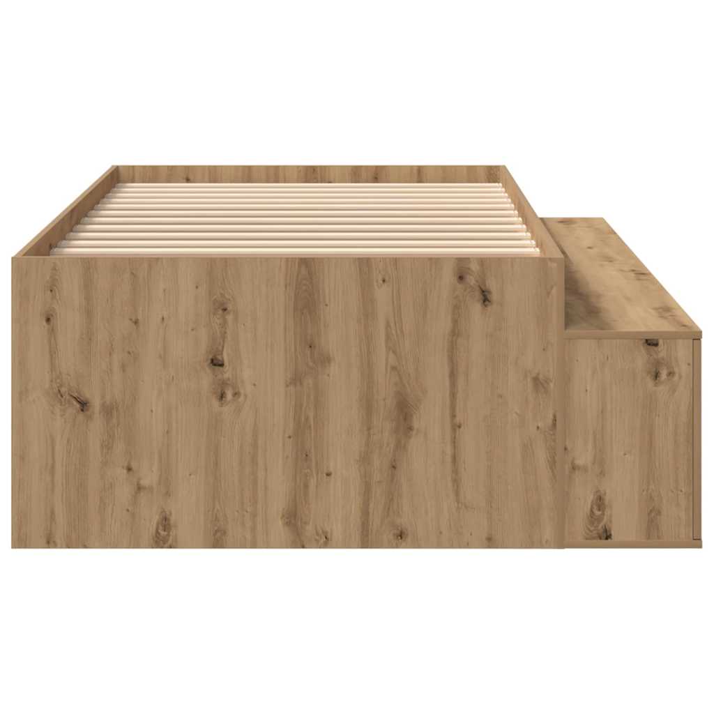 vidaXL Bed Frame with Drawer Artisan Oak 100 x 200 cm Engineered Wood 6